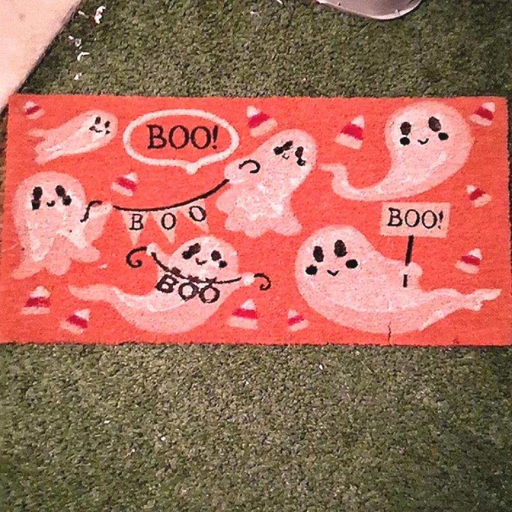 HALLOWEEN Ghost Boo Candy Corn Welcome Doormat